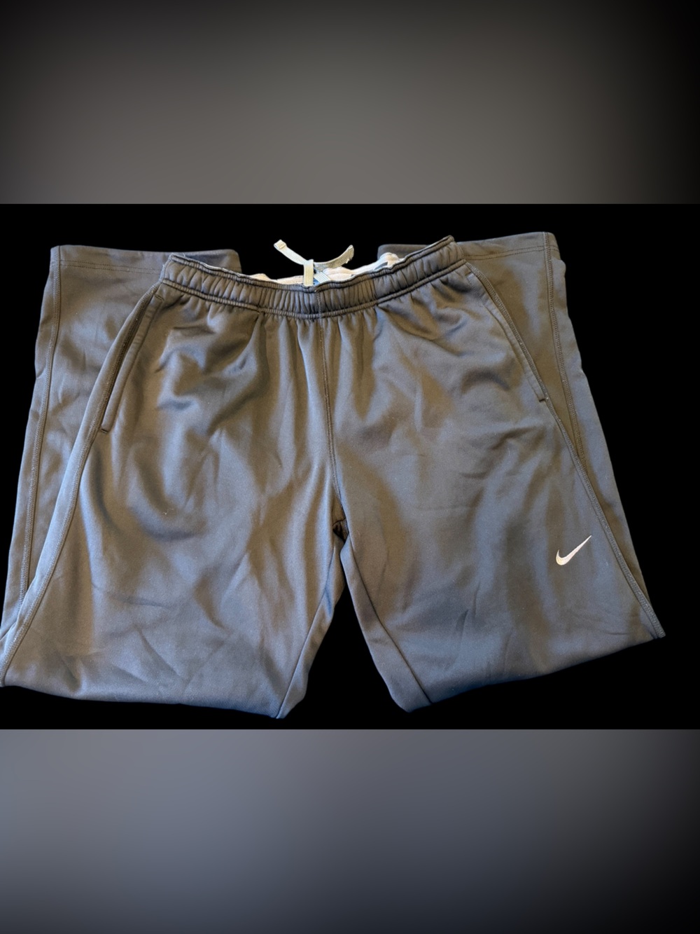 Nike Men's Black Jogger Sweatpants with White Swoosh